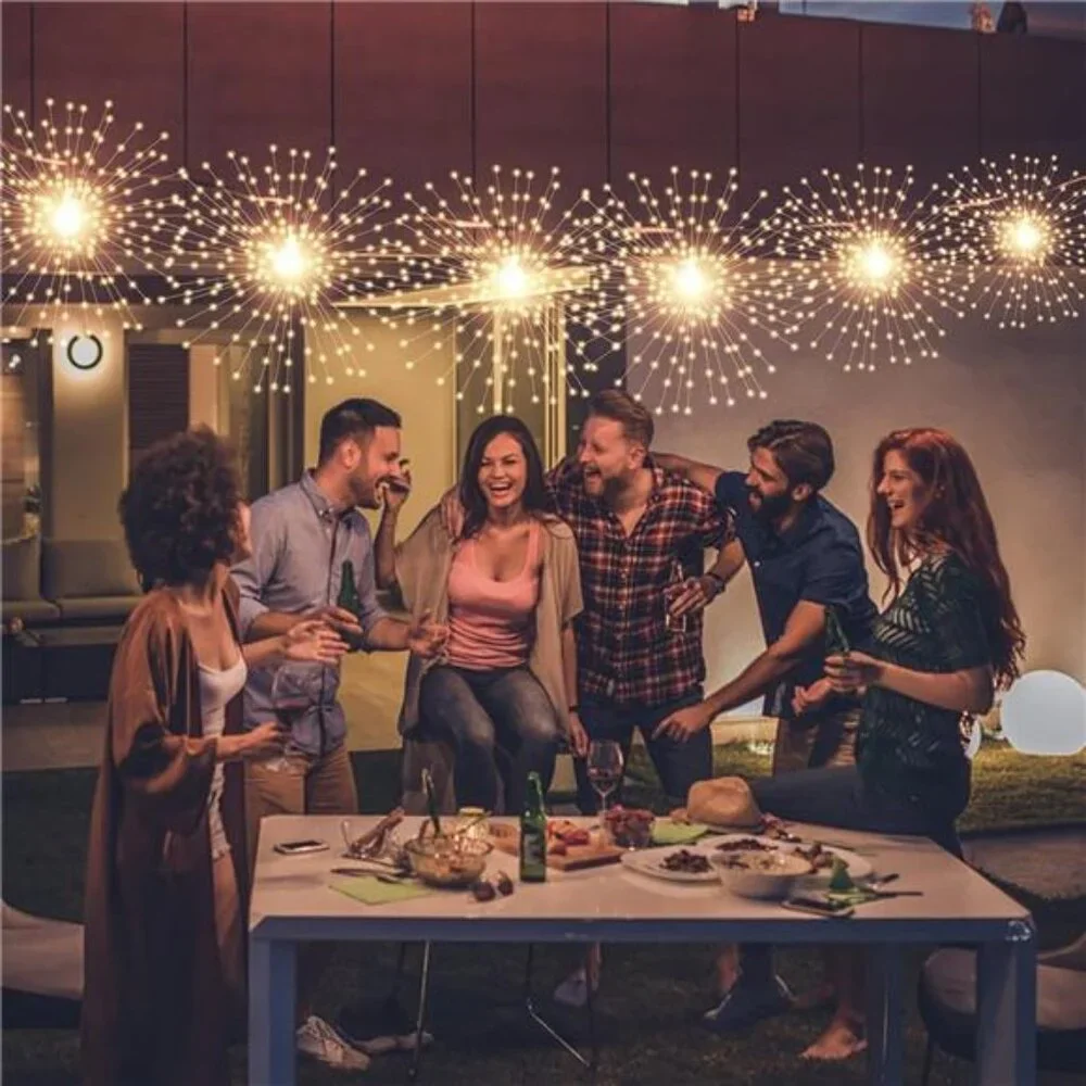 Hanging Sphere Lights, Battery Operated Starburst Lights, 8 Modes Dimmable